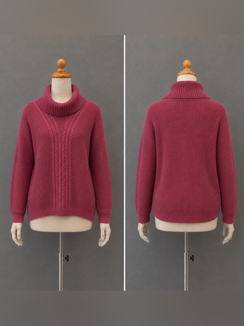 Banana Republic Chunky Chic Cable Knit Cowl Neck Long Sleeve Sweater Rose Large